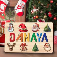 First Christmas Gift,Puzzle Kids 2-4,Montessori Toddler Toys,Wooden Alphabet Puzzle,Christmas Puzzle Gifts,Baby Name Puzzle,Early Learning Toys For Baby Boy Or Baby Girl,