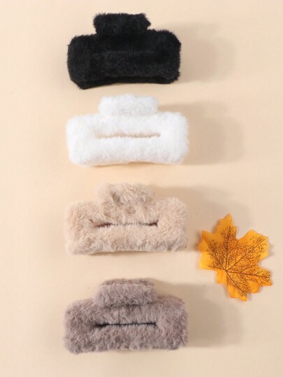New Popular Autumn Winter Plush Large Square Hair Claw Clips Bun Shaper Hair Clips Hair Accessories For Women Hair Jaw Clip Hair Clamps Hair Clutch Hair Catcher Clip, Casual