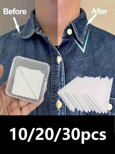10/20/30pcs Self-Adhesive Collar Stays - Transparent Non-Woven Fabric Shirt Collar Stiffeners, Fashionable Style For Men