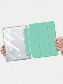 1 件简约高级翡翠绿平板电脑保护套，亚克力透明水晶后盖保护套，兼容 iPad 10.2 英寸 iPad Pro 11 2021/2020/10th Gen/Mini 6，兼容三星/iPad 5th Gen (9.7 英寸)、iPad Air 5th Gen 2022，带笔槽，防摔，便携式平板电脑支架 - 彩色 - 查看 1