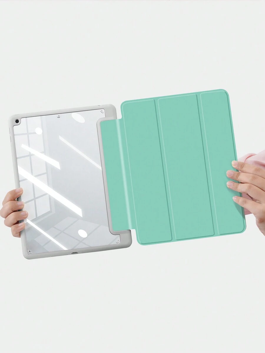 1 件简约高级翡翠绿平板电脑保护套，亚克力透明水晶后盖保护套，兼容 iPad 10.2 英寸 iPad Pro 11 2021/2020/10th Gen/Mini 6，兼容三星/iPad 5th Gen (9.7 英寸)、iPad Air 5th Gen 2022，带笔槽，防摔，便携式平板电脑支架 - 彩色 - 查看 1
