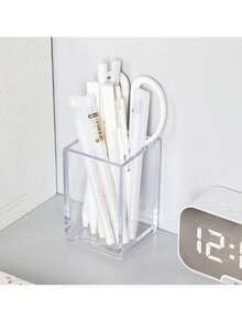 1 Hộp đựng cọ trang điểm bằng acrylic trong suốt có 1 ngăn, thích hợp để đựng và sắp xếp bút chì và cọ trang điểm để bàn. Dùng cho văn phòng và gia đình - Trong sáng - Xem 1