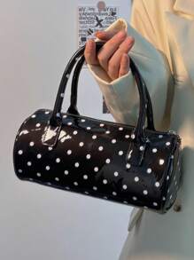 SHEIN ICON Portable Polka-Dot Small Bag 2024 New High-Grade Contrast Color Cylinder Bag Spice Joker Fashion Commuter Handbag - Multicolor - View 3