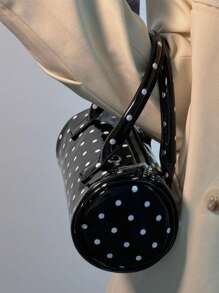 SHEIN ICON Portable Polka-Dot Small Bag 2024 New High-Grade Contrast Color Cylinder Bag Spice Joker Fashion Commuter Handbag - Multicolor - View 4
