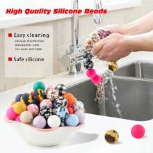 50 Piezas Cuentas de silicona de 15mm de varios colores, cuentas de silicona a granel para hacer llaveros, cuentas de silicona para hacer pulseras y collares, y cuentas de silicona redondas para bolígrafos