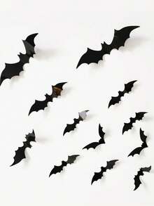 28pcs/Set Halloween Wall Bat Decorations, 4 Different Sizes 3D Realistic Horror Bat Stickers, Black Plastic Fake 3D Bat Stickers For Party Home Window Decor, Suitable For House, Window, Home, Yard, Indoor, Bathroom, Bar, KTV, Haunted House And Halloween Party Supplies,Christmas