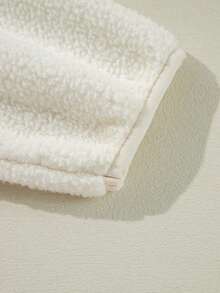 Acelitt 白色羊毛半拉链前扣式缺口领落肩连帽衫 - 白色 - 查看 7