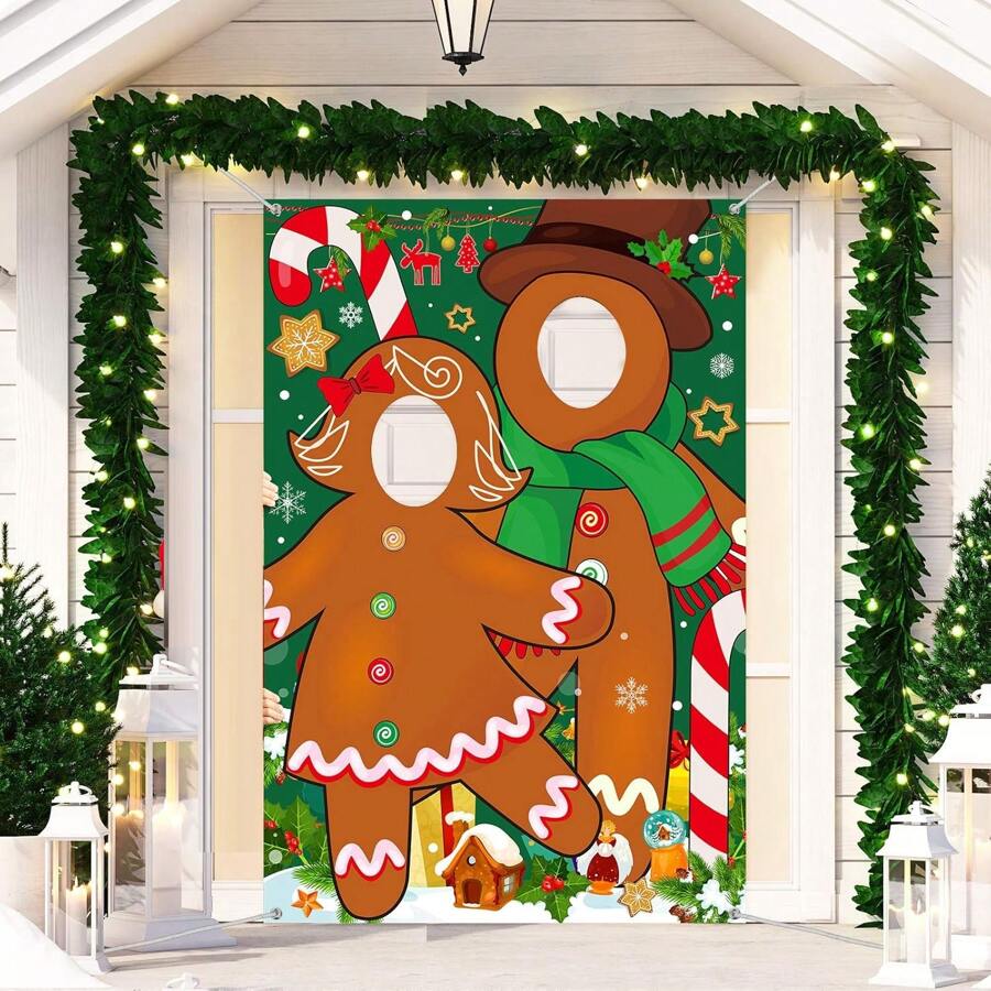 1.5m X 1m Gingerbread Man Pattern Photography Backdrop Funny Face Shoot