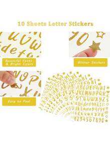 800 pezzi/10 fogli Lettere adesive dorate, Adesivi lucidi per lettere e numeri da 1 pollice, Impermeabili, Per artigianato fai-da-te, Arti, Decorazione, Cartelloni, Regali