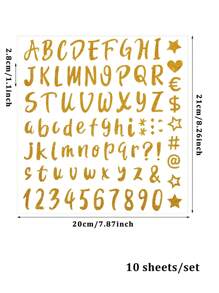 800 pezzi/10 fogli Lettere adesive dorate, Adesivi lucidi per lettere e numeri da 1 pollice, Impermeabili, Per artigianato fai-da-te, Arti, Decorazione, Cartelloni, Regali