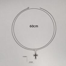 1 件男士/学生时尚水钻吊坠项链 - 彩色 - 查看 4