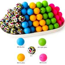 50 Piezas Cuentas de silicona de 15mm de varios colores, cuentas de silicona a granel para hacer llaveros, cuentas de silicona para hacer pulseras y collares, y cuentas de silicona redondas para bolígrafos