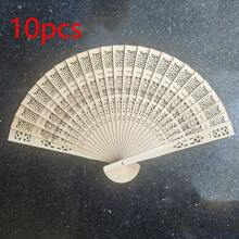 1/10 piezas Abanicos plegables de sándalo con fragancia para baile, diseño hueco de luna y estrella, panal, girasol, abanico de madera como regalo de boda, verano, vacaciones para actividades al aire libre, vacaciones, viajes, accesorios de vestir y regalos, festivales, campamentos - albaricoque - Ver 10