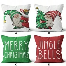 1 vỏ gối nhung mềm in họa tiết ông già Noel 45x45cm hai mặt, không có ruột - Dùng để trang trí tiệc, phòng ngủ, phòng khách, ghế sofa, ô tô - Nhiều màu - Xem 3