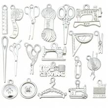 20/100 Stücke gemischter Großeinkauf von Nähwerkzeugserie, sortierter Charm Lineal Schere Nähwerkzeug Metall Vintage Anhänger für DIY Ohrringe Halsketten Schlüsselanhänger Schmuckherstellung Handwerks-Accessoires