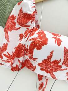 Printed Fashion Top. - 橘色 - 查看 2