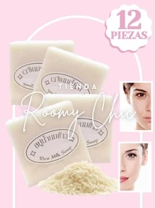 ROOMY CHIC Set Jabón en Barra de Arroz Tailandés Blanqueador Cuerpo Cara White Rice Aclarador Exfolia Quita Manchas Acné Manchas Solares Marca Minimiza Poros Exfolia Espinillas y Puntos Negros Ducha del baño Jabones De Arroz Jabón Aclarante Hidratante Tailandés Para Cuerpo Cara y Manos Limpieza profunda Belleza & Salud Cuidado personal Ducha del baño Jabones - Beis - Ver 1