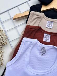 Kids' Ribbed Racerback Tank Top Stylish Girls' Clothing - 黑色 - 查看 2