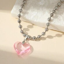 2.5cm European And American-Style Simple Faux Pearl Choker With Heart Shaped Charm Pendant For Women Valentines,Mom,Mother,Mother's Day,Gift
