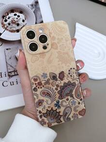 1pc Transparent TPU Anti-Fall Vintage Floral Painted Phone Case Compatible With Iphone 15 Pro Max, S24 Ultra, Compatible With Redmi 13C,International Version, Not The Domestic Version - Multicolor - View 1