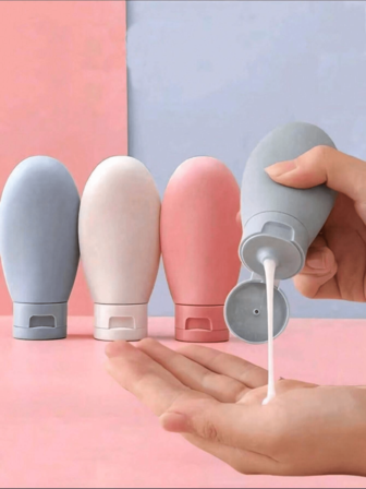 1/3 件 60 毫升可再填充硅胶旅行瓶防漏可挤压硅胶旅行装容器，硅胶旅行瓶套装，用于填充化妆品洗发水液体，防漏可再填充容器，实用旅行瓶套装，旅行盥洗用品瓶洗发水旅行容器旅行洗发水容器 PP 乳液瓶，旅行必需品