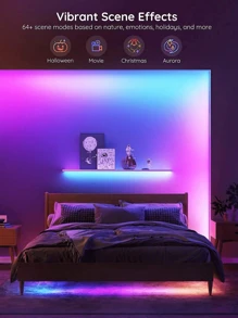 1pc 1m/5m/10m//15m/20m RGB 5050 LED Strip Light, Dimmable Color Changing Rope Lights With Switch Control For Home Decoration, Party, Kitchen, TV Backlighting