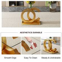 Sumdeal 63" Glass Dining Table With 4 Modern Chairs,Sumdeal 63" Glass Dining Table With 6 Modern Chairs, Golden/Silver - 桌子和6張黑色椅子金腿 - 查看 3