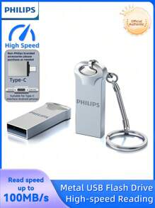 PHILIPS USB Flash Drive 128GB Waterproof USB Stick High Speed Memory Stick 128GB Ultra Large Storage Metal Thumb Drive With Keychain Design For Many Kinds Of Cell Phones, Laptop Computer Tablet - USB Flash Drive + for IPhone + Lanyard - View 1