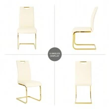 Sumdeal 63" Glass Dining Table With 4 Modern Chairs,Sumdeal 63" Glass Dining Table With 6 Modern Chairs, Golden/Silver - Bàn Trắng và 6 Ghế Kem Chân Bạc - Xem 6