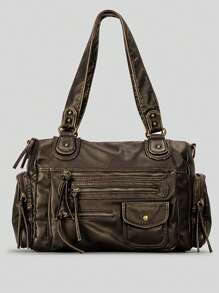 复古女士手提包 大容量 复古 单肩包 多口袋 手提包