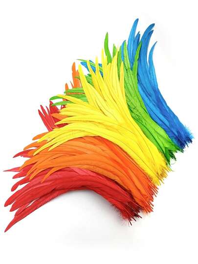 20Pcs/Lot Colored Rooster Feathers For Crafts Black White Large Pheasant Feather Decorative  Chicken Carnival Accessories