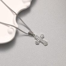 1 件男士/学生时尚水钻吊坠项链 - 彩色 - 查看 6