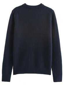 Áo len dệt kim mềm mại đơn giản cho nữ mùa xuân thu đông - Màu xanh hải quân - Xem 2