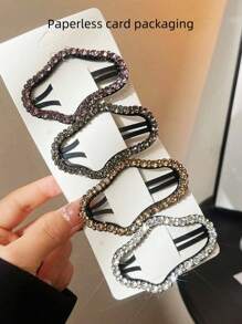 4 Peças Grampos de Cabelo Assimétricos com Decoração de Cristal Multicolorida para Mulheres, Adequados para Usar Diariamente, Tiaras Elegantes, Grampos de Cabelo, Acessórios Escolares