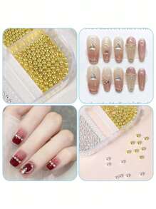 3D Nails Art Charms Gold Silver Caviar Beads For Nails Mini Nail Rivets Jewelry Decoration Pixie Crystal Rhinestones Kit Women Professional Manicure Supplies Nail Gems - Multicolor - View 3