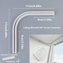 Easy-Install Self-Adhesive Curtain Track Set - Universal Installation On Ceiling And Side Of Curtains, No Drilling Required, Hidden Sliding Track For Bathroom And Household Curtains (Non-Flexible) Home Bathroom Decor Fall Decor Bathroom Accessories Back To School