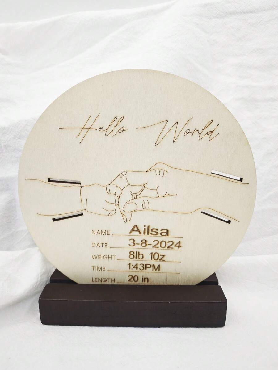 1 件新生儿医院腕带木制工艺纪念礼物，育儿室装饰婴儿淋浴家庭装饰礼物婴儿淋浴复活节礼物适合女孩/男孩 - 彩色 - 查看 1