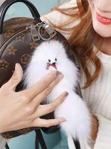 1pc Cute Fluffy Fox Keychain, Soft Plush Animal Keyring, Realistic Design, Bag & Car Decor, Unique Decorative Key Chain, Birthday Party Gift Accessory - Bow Tie Color Randomly Gifts For Women - White - View 2