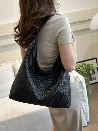Bolso de mano de 2025, de color liso y diseño sencillo y exclusivo, con gran capacidad y estilo para el hombro