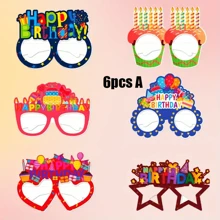 6 pièces/12 pièces, Lunettes de décoration pour fête d'anniversaire, Designs assortis, Lunettes d'anniversaire colorées et joyeuses pour s'habiller pour la fête et les accessoires de photomaton, Noël