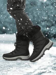 Herren Schneestiefel, Winterwarme Schuhe, windabweisende Wanderstiefel mit Fellinnenfutter, Dicke rutschfeste Sohle Bergstiefel für den Outdoor-Einsatz im Winter Oversized