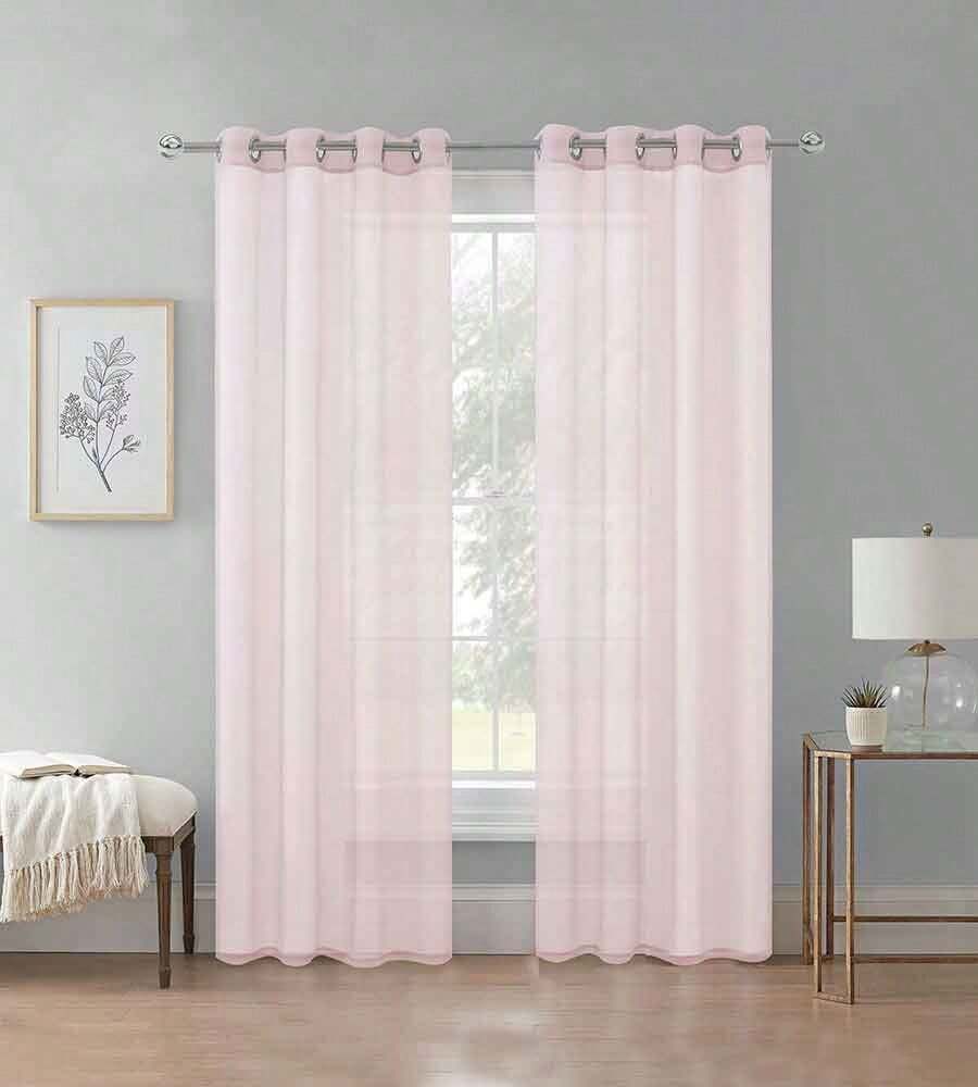 TRANSPARENT VEIL CURTAIN - 粉紅色的 - 查看 1