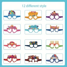 6 pièces/12 pièces, Lunettes de décoration pour fête d'anniversaire, Designs assortis, Lunettes d'anniversaire colorées et joyeuses pour s'habiller pour la fête et les accessoires de photomaton, Noël