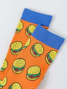 5 Pairs/Sets Of Men's Socks In Autumn And Winter With Fast Food Patterns Of Hamburgers, Hot Dogs, Pizza, Beer, Funny And Interesting Patterns, Suitable For Daily Travel, Home, Office, Festivals, And Gifts - Multicolor - View 7