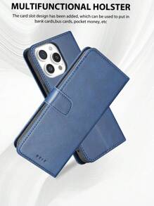 翻盖真皮手机壳+支架+精湛工艺完整手机壳套装，兼容苹果16 Pro Max/三星S24U/红米Note 13 Pro，兼容苹果11/12/13/14/15 Pro Max，兼容三星S24U，兼容OPPO，兼容vivo，兼容红米Note 11/12/13 Pro，国际版，非国内版 - 藍色 - 查看 2