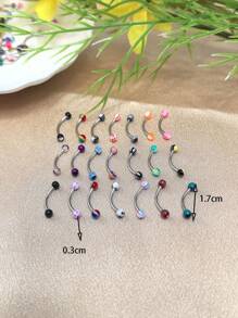 50pcs Rainbow Acrylic & Stainless Steel Hypoallergenic Eyebrow Rings, Punk Rock Style, Fashionable For Sexy Event Wear