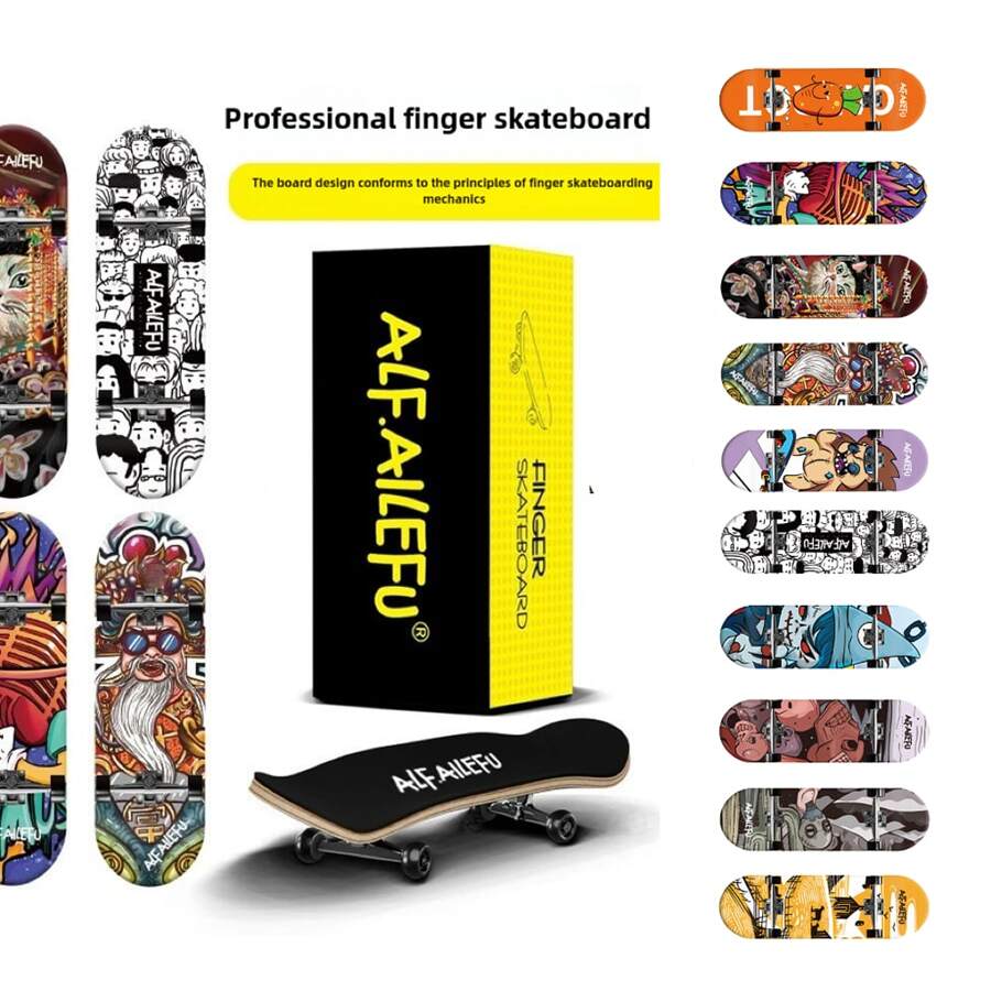 Finger Skateboarding, Maple Wood Fingertip Double Upturned Skateboarding, Professional Wooden Palm Skateboarding, Multiple Styles To Choose From - Multicolor - View 1