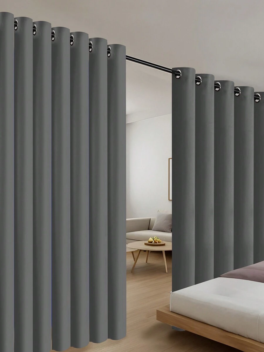 1pc Classic Style Blackout Partition Curtain - Sound Isolating Privacy Grommet Top Panel - High Precision Plain Weave Polyester For Bedroom Patio Door - All-Season Uncorded Pastoral Theme Curtain,Curtains For Bedroom And Living Room