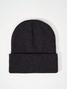 1pc Y2K Style Acrylic Plain Knitted Beanie Hat, Outdoor Cold Weather Casual Warm Cap For Daily Commute Halloween Fall Outfit - Light Board - View 44