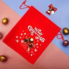 12 Stück Flanell Geschenktüten mit Zugband - Cartoon bedruckte Leinwandtaschen, geeignet für Partys, Hochzeiten, Geburtstage, Jahrestage - Weihnachten, Halloween, Thanksgiving, globale Feiertagsereignisse Geschenktüten (Muster zufällig), Weihnachten